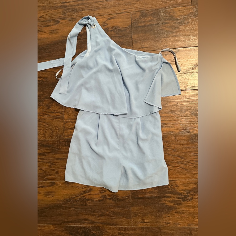 She + Sky Soft Blue One Shoulder Jumper